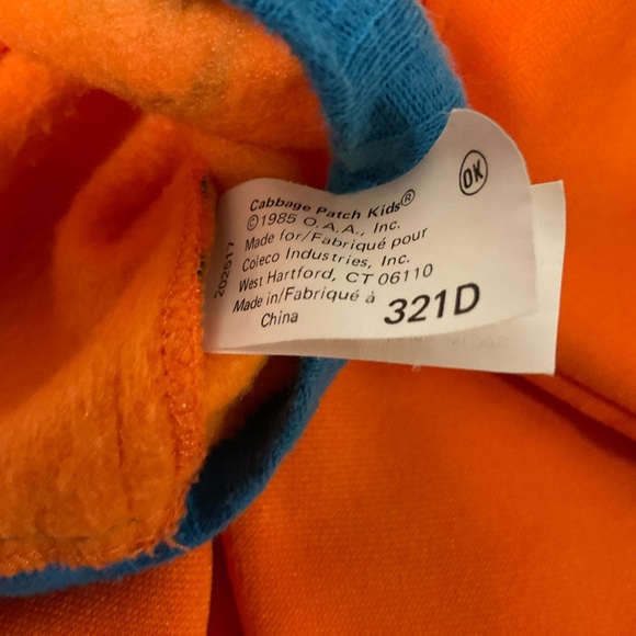 Vintage Cabbage Patch Kids Designer Line Orange & Blue Sweatsuit OK Factory 1985 - Picture 8 of 8